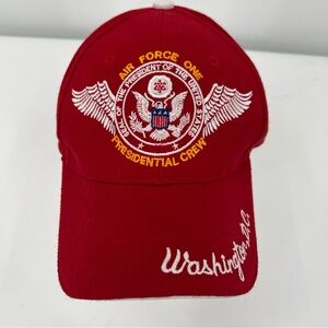 Air Force One Presidential Crew Washington, DC Adjustable MAGA Red Baseball Hat
